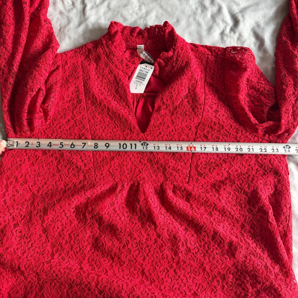 Torrid Belle Isle Red Lace Fit & Flare Dress Women's Size 0 Large 12 NWT - Picture 10 of 14